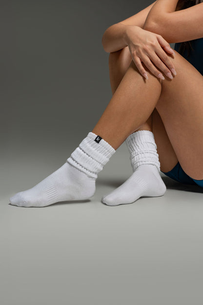 StackStay Ribbed Slouch Crew Socks, 3 Pack