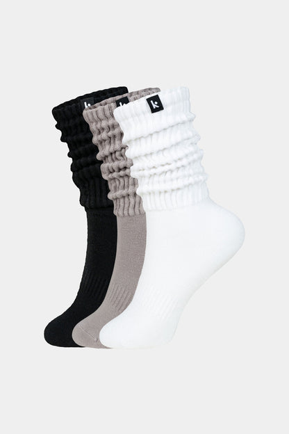 StackStay Ribbed Slouch Crew Socks, 3 Pack