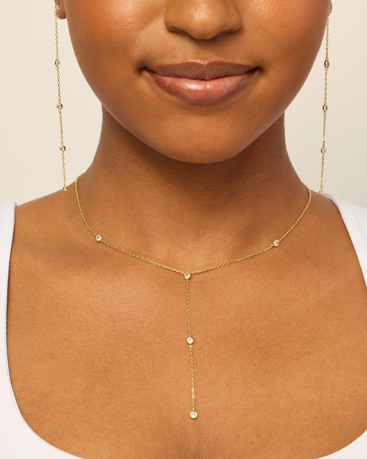 LunaGlow Beaded Y-Drop Lariat Necklace